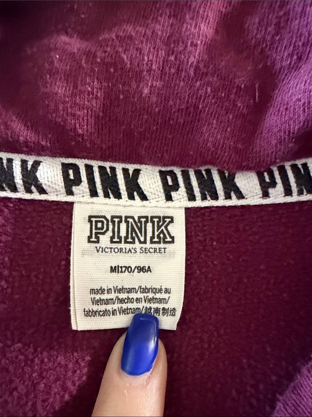 PINK Victoria's Secret Wine Half-Zip Pullover Hoodie Medium - Picture 2 of 6